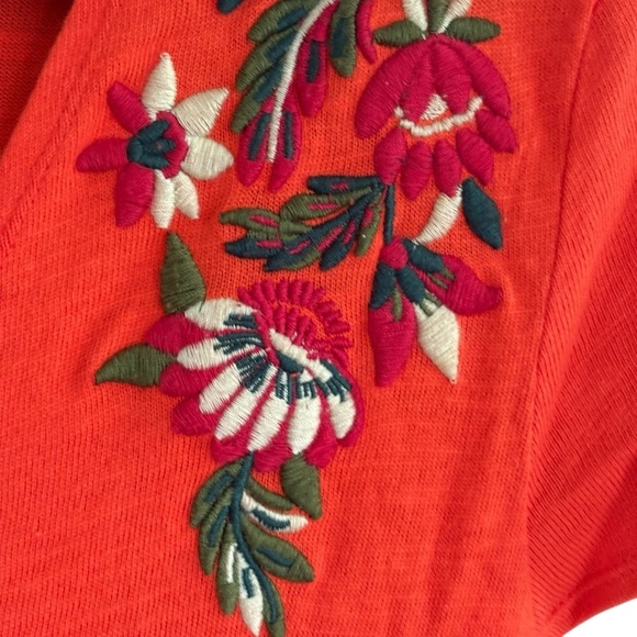 Zara Knit Womens Orange Embroidered Mini Dress Size Large 100% Cotton - Picture 6 of 8